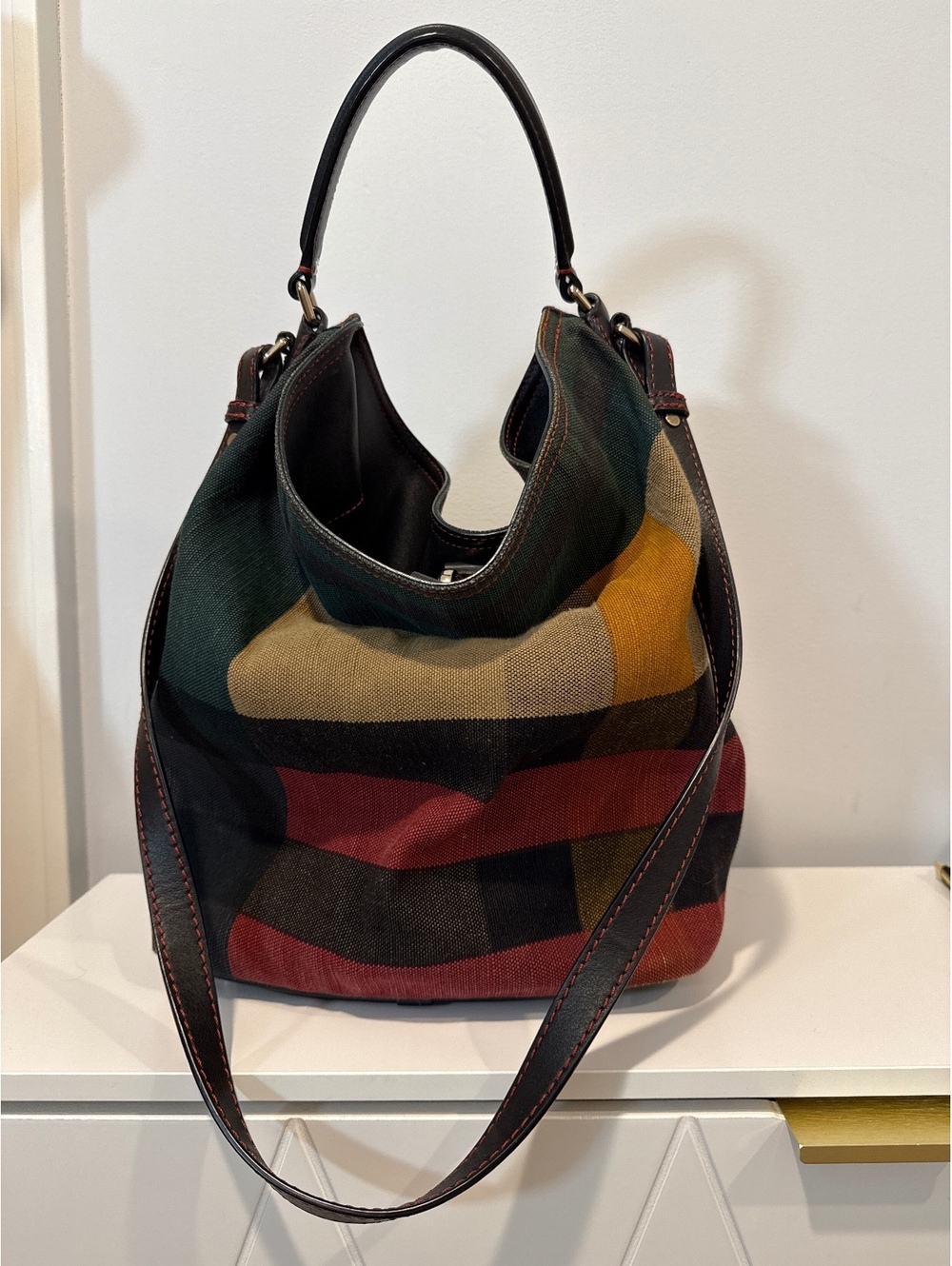Burberry Check Canvas Shoulder and Crossbody Bag